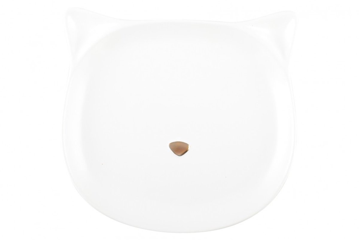Kattenbordje met Gouden Neus – Porseleinen Schaaltje – Uniek Design – Perfect voor Snacks, Sieraden & Decoratie 2 stuks