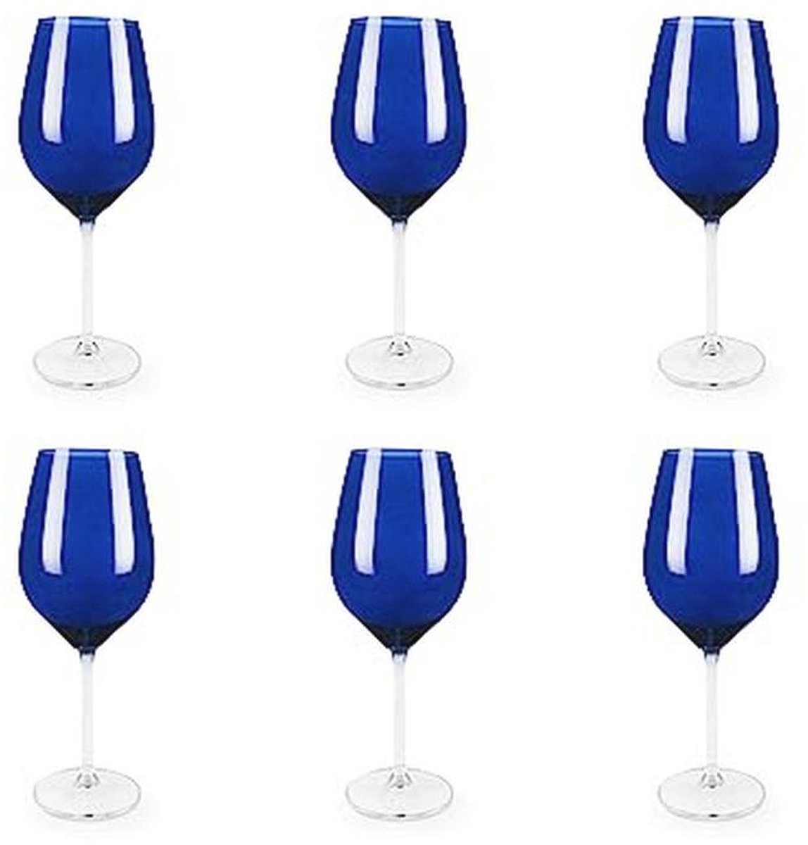 Set van 6 Blauwe Wijnglazen