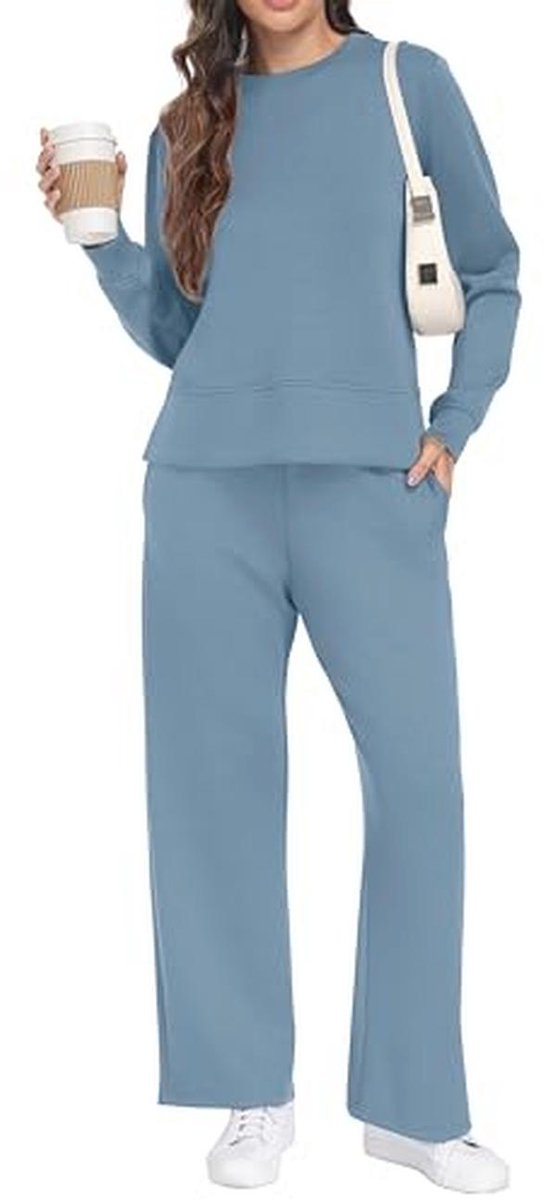 GRECERELLE Tweedelig joggingpak dames trainingspak herfst outfits tracksuit lange mouwen casual crew neck tops en trainingspakken joggingbroek met zakken