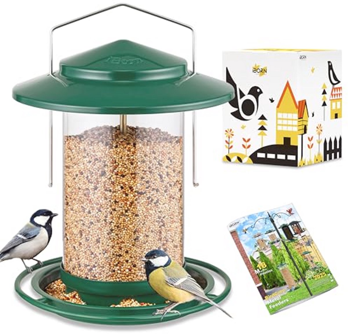 Metalen vogelvoeder voor buiten - 18 cm dak en dienblad, geschikt voor wilde vogels