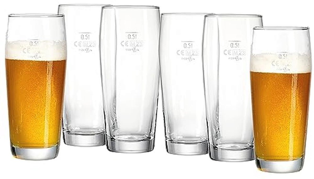 Bierglazenset 6-delig 500 ml – Ideaal voor Pils, Water en Sap