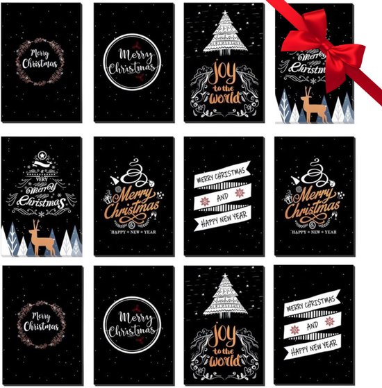 Twenty4seven® Luxe Kerstkaarten met Enveloppen - 12 Stuks - Kerst Wenskaarten - Nieuwjaarskaarten & Ansichtkaarten - 15x10cm