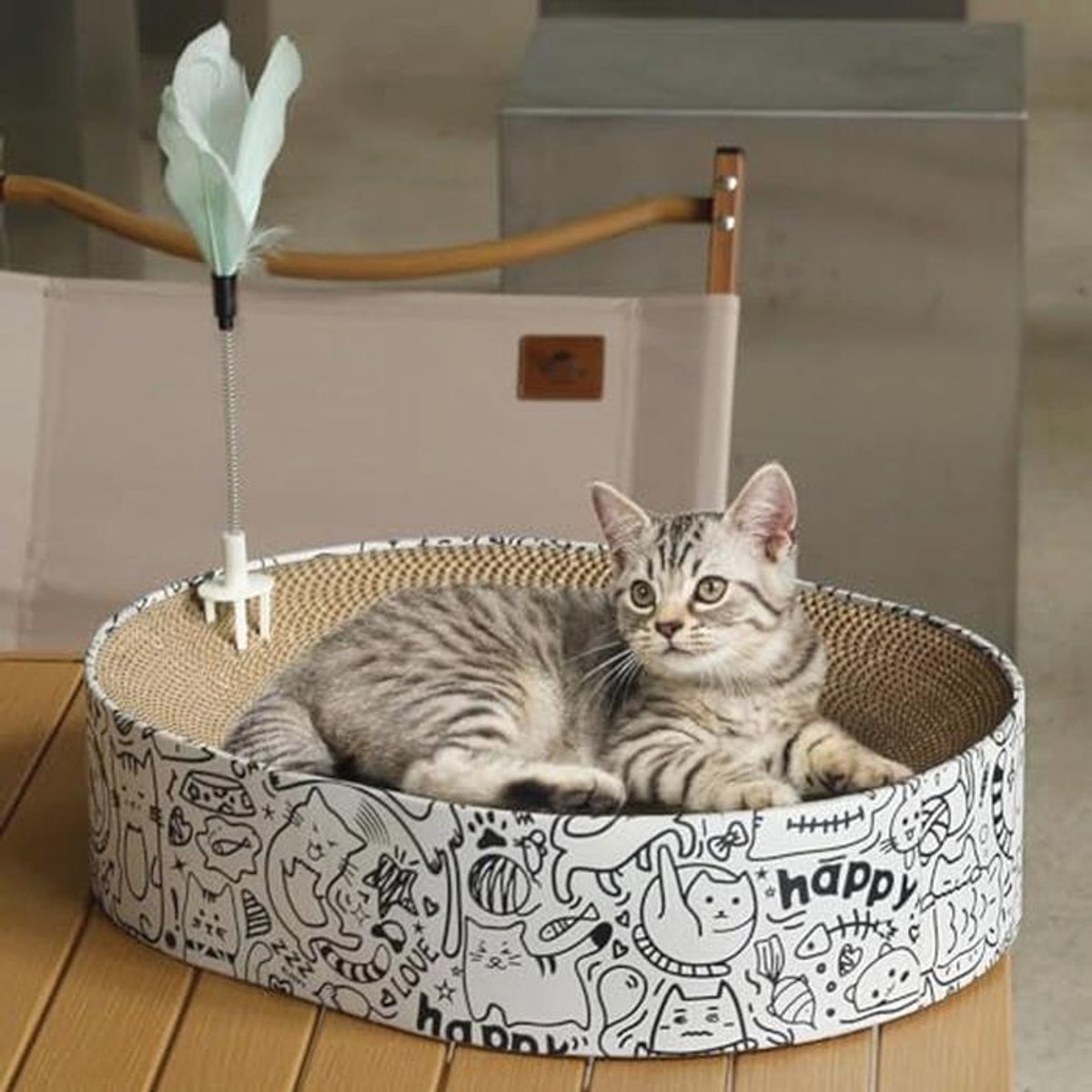Ovale Kat Scratcher 2in1 - Krabpad en Lounge voor Indoor Katten