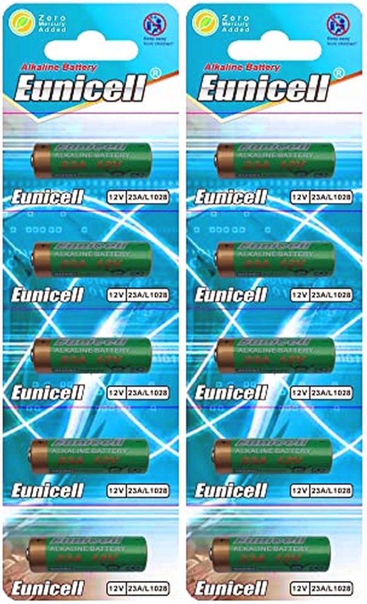 10 x 23A 12V Kwikvrije Alkalinebatterijen - 10 Stuks