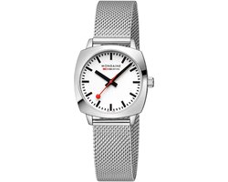 Mondaine MSL.31110.SM Petite Cushion Unisex Horloge - Stationsklok - Mineraalglas - Staal - Zilver - 36 mm breed - Quartz - Druksluiting
