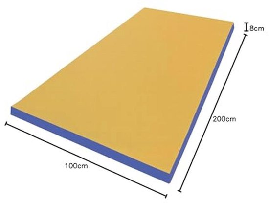 Opvouwbare Gymnastiekmat voor Thuis - 8 cm Dikke Zachte Fitnessmat voor Kinderen en Yoga - Afwasbare Sportmat (200 x 100 cm, Geel/Blauw) — afbeelding 2