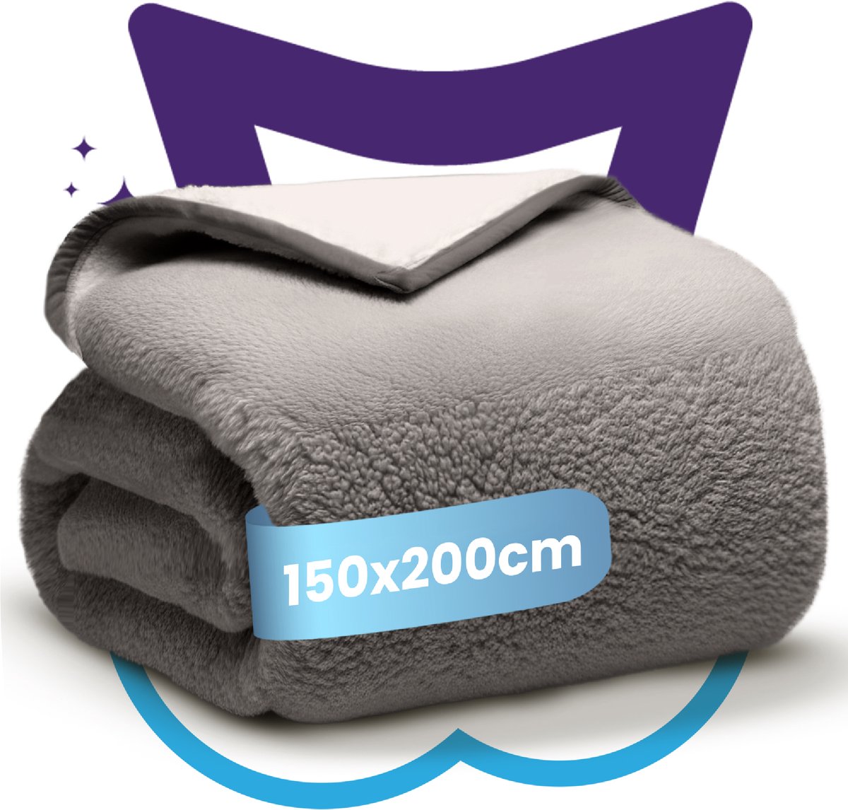 Nice Dreams Extra Dikke Sherpa Plaid – 500 GSM Winterdeken – Super Zacht & Warm – Luxe Cadeau Plaid – 150x200 cm – Grijs