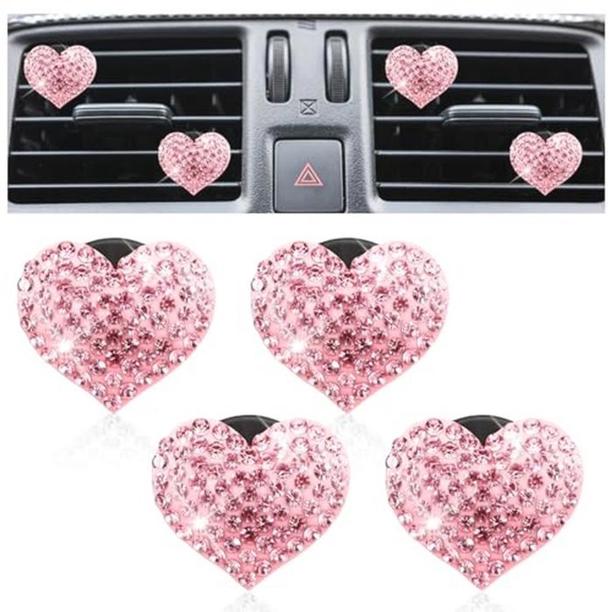 Hartvormige ventilatieclips voor auto's - 4 stuks schattige luchtverfrisser decoratie