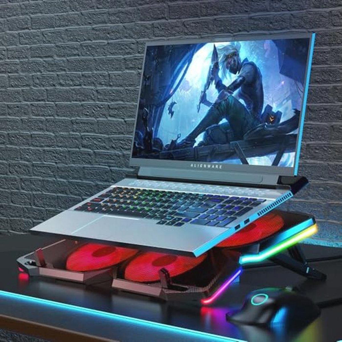 Laptopkoeler met 4 Stille Ventilatoren en Verstelbare Hoogte voor Gaming en Laptops