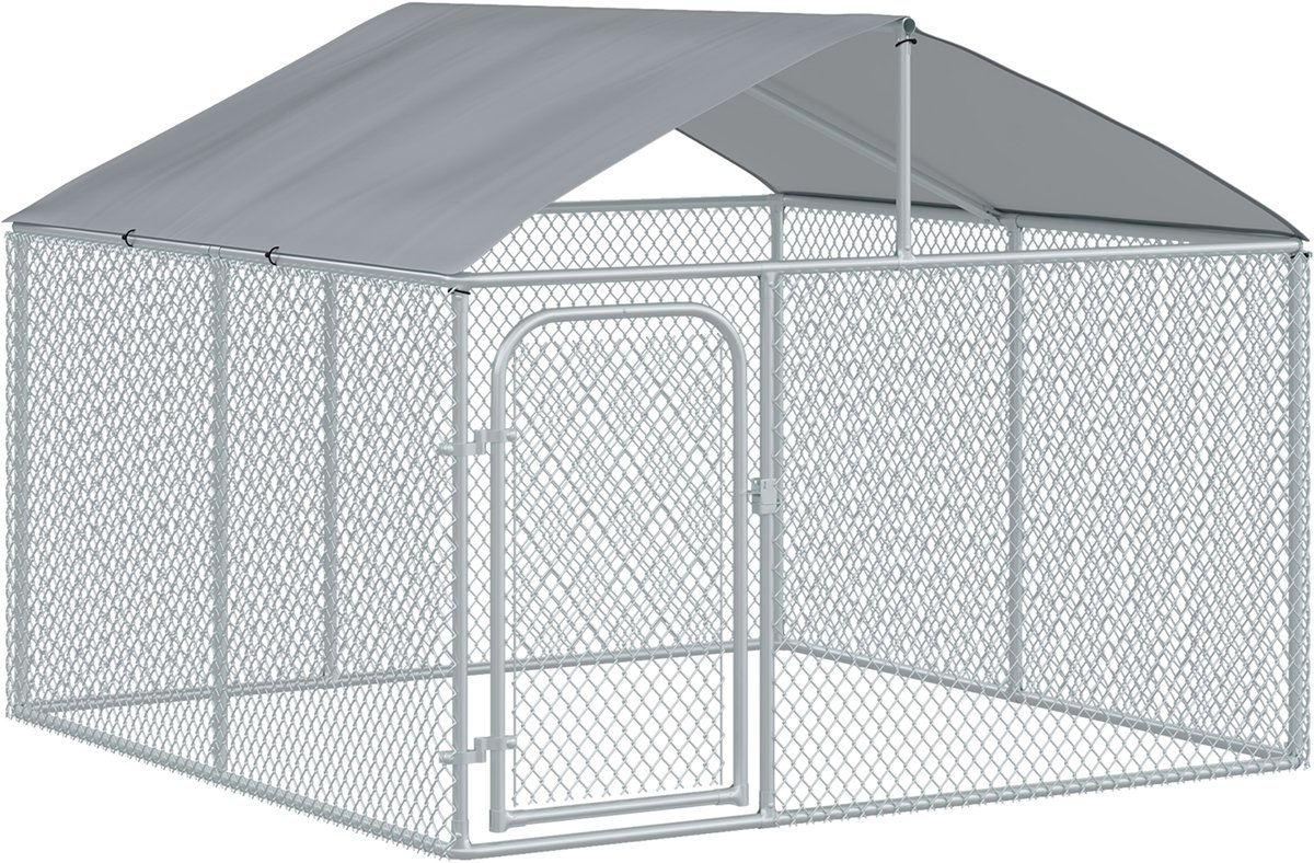 PawHut Hondenhok - Staal - 230x230x175cm - Zilver