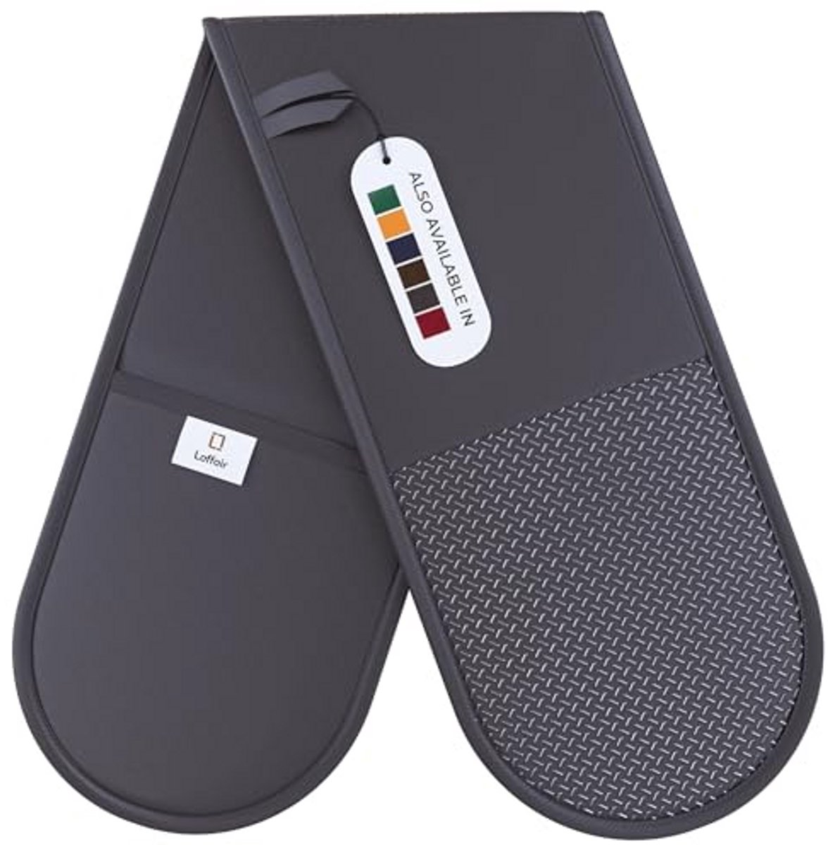 Dubbele Grijze Oven Handschoenen - Houtskool Antislip Siliconen Grip met Maximale Warmtebescherming