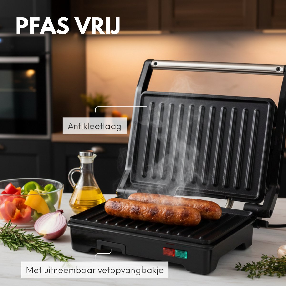 COOK-IT Tosti Apparaat - Contactgrill - Tosti IJzer - 180° Uitklapbaar - Anti-Aanbaklaag - Cool Touch - Croque Monsieur Toestel — cadeau in Kookcadeaus - foto 3