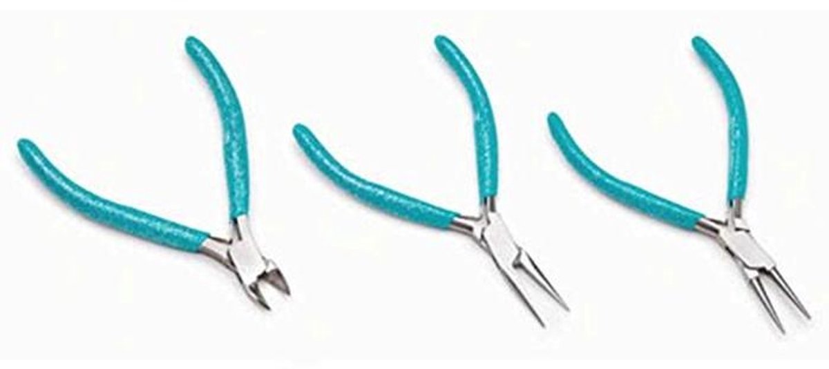 Set van 3 precisie-sieradentangen met Easy-Grip handgrepen voor knutselen