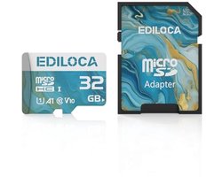 32 GB Micro SD-kaart met SD-adapter - UHS-I TF-kaart - Leessnelheid tot 90 MB/s - Full HD video-opname - Compatibel met smartphones, camera's, dashcams en drones