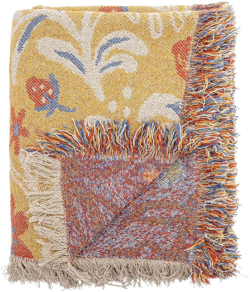 Plaid gerecycled katoen geel Reims 130x160cm