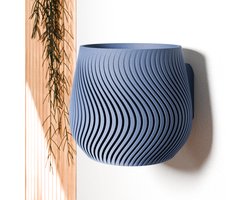 Fleuriek - Hangende bloempot modern design - Lichtgewicht & duurzame plantenpot van bioplastic, voor kleine en middelgrote kamerplanten - Blauwe plantenpot - Ø12 cm