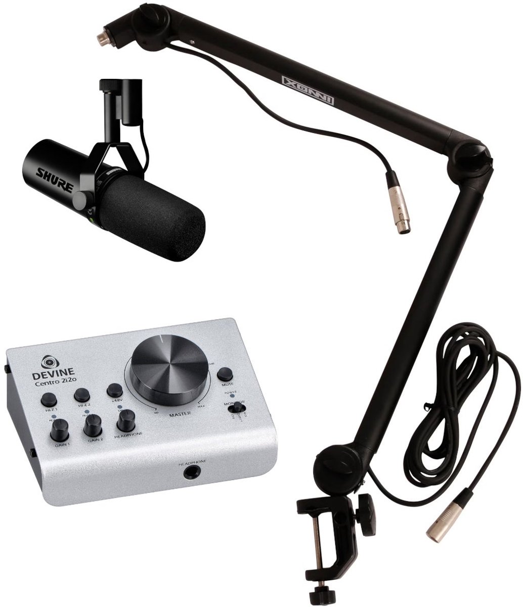 Shure SM7dB + Devine Centro 2i2o podcast en studiobundel