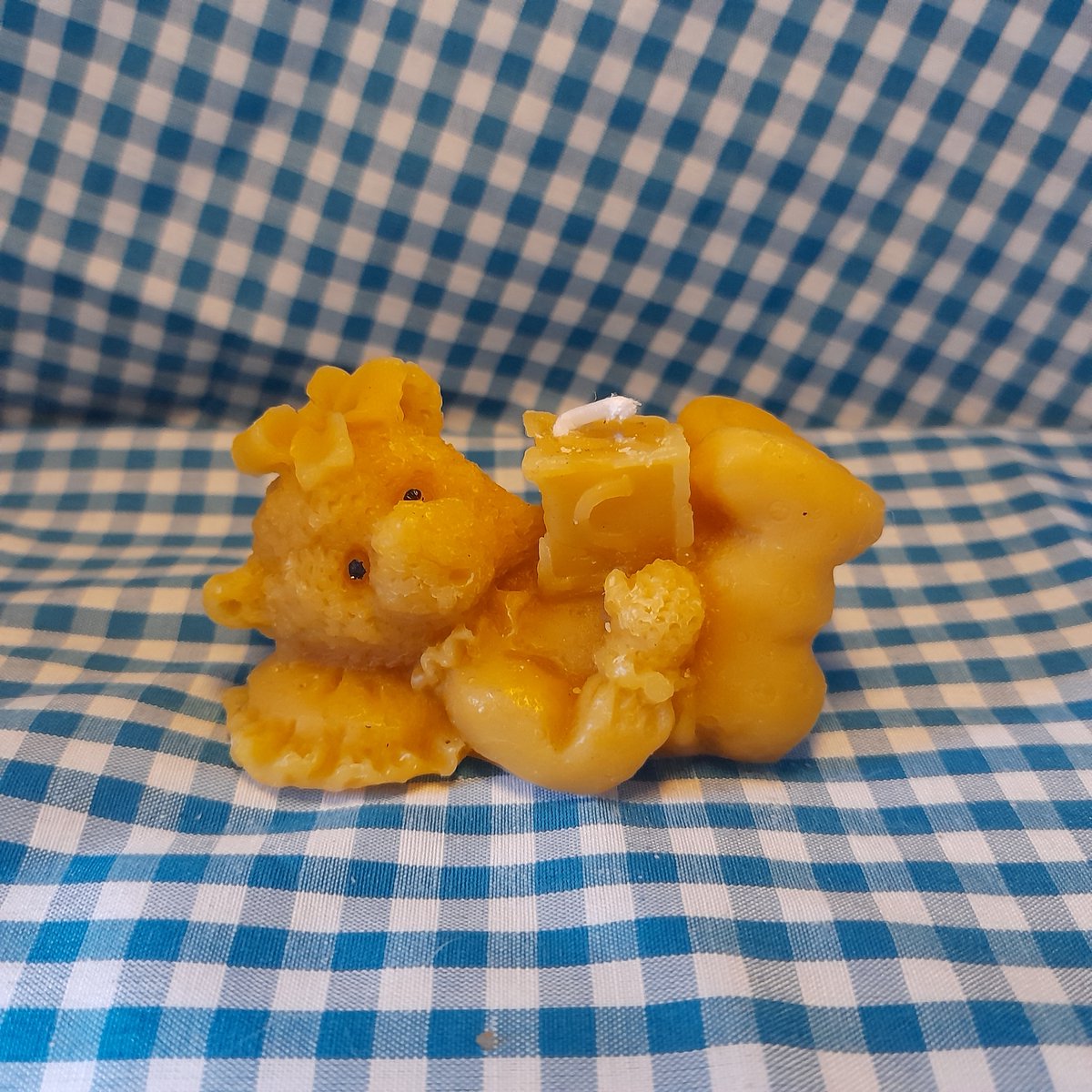 Bijenwas kaars, beertje met blok