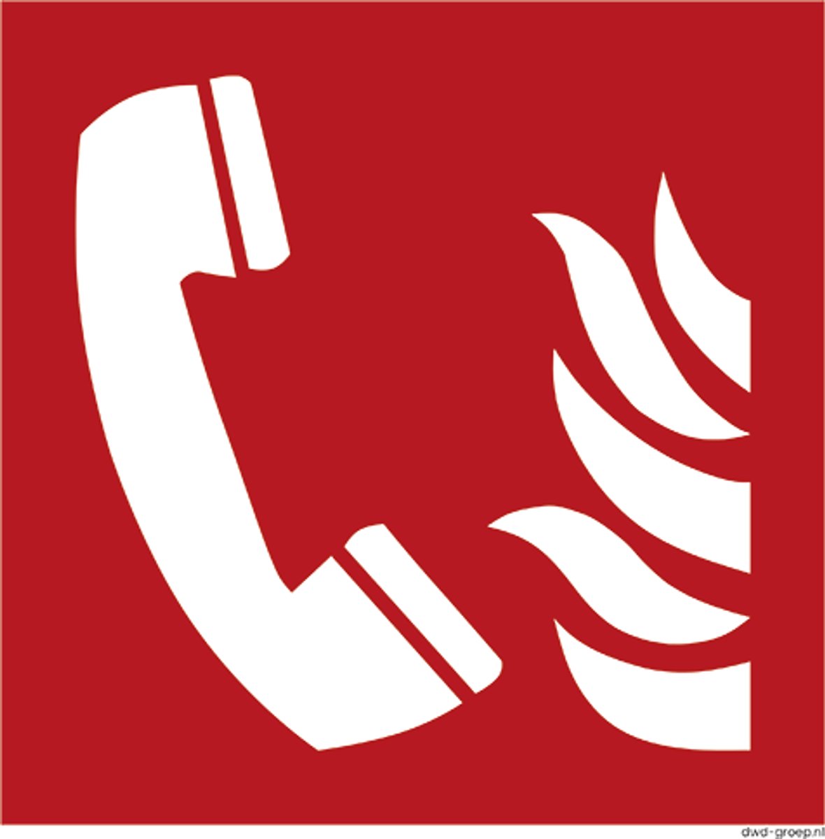 Pictogram alarmtelefoon brand bord – Pictogram F006 Bord – ISO 7010 - 200x200 mm - kunstsof