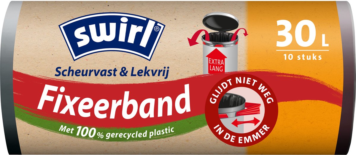 Swirl Pedaalemmerzakken XL met Fixeerband 30 liter 10 stuks