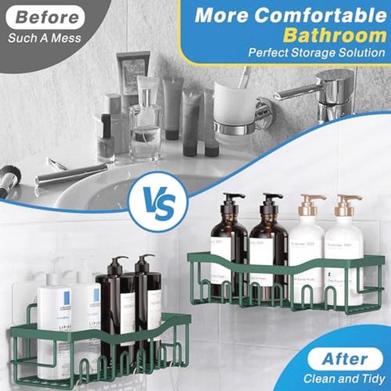 Zelfklevende Douche-organizer 5-pack voor Badkamer en Keuken - Roestvrijstalen Doucheplanken zonder Boren