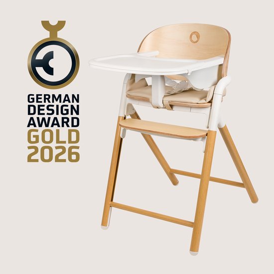 Chaise haute en bois Lionelo Celia 3 en 1 – De Bébé à adulte – Siège et repose-pieds réglables – Harnais 5 points – Revêtement en Eco– Comprend BabySet et plateau – Capacité de charge jusqu'à 90 kg