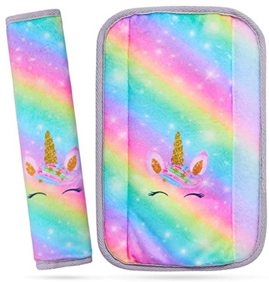 Veiligheidsgordelpads voor Kinderen - Zachte Unicorn Schouderkussens 2-Pack