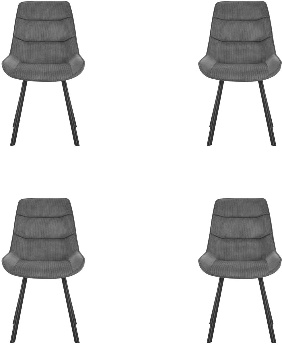 Stoel Amelia- grijs ribstof- 4 stuks- eetkamerstoel- zetelsenbedden