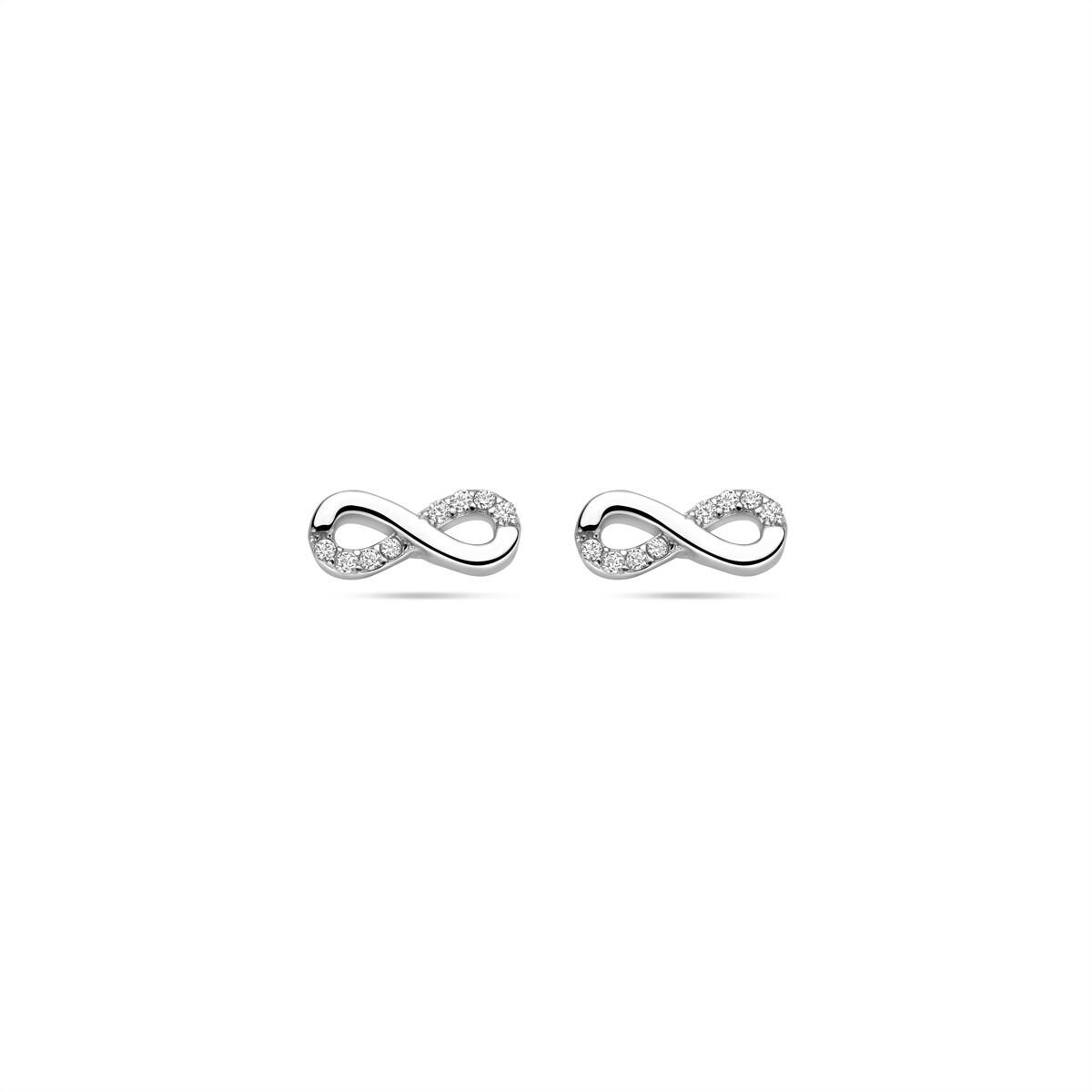 Zilveren gerhodineerde oorknoppen infinity zirkonia 9 mm - 1341564