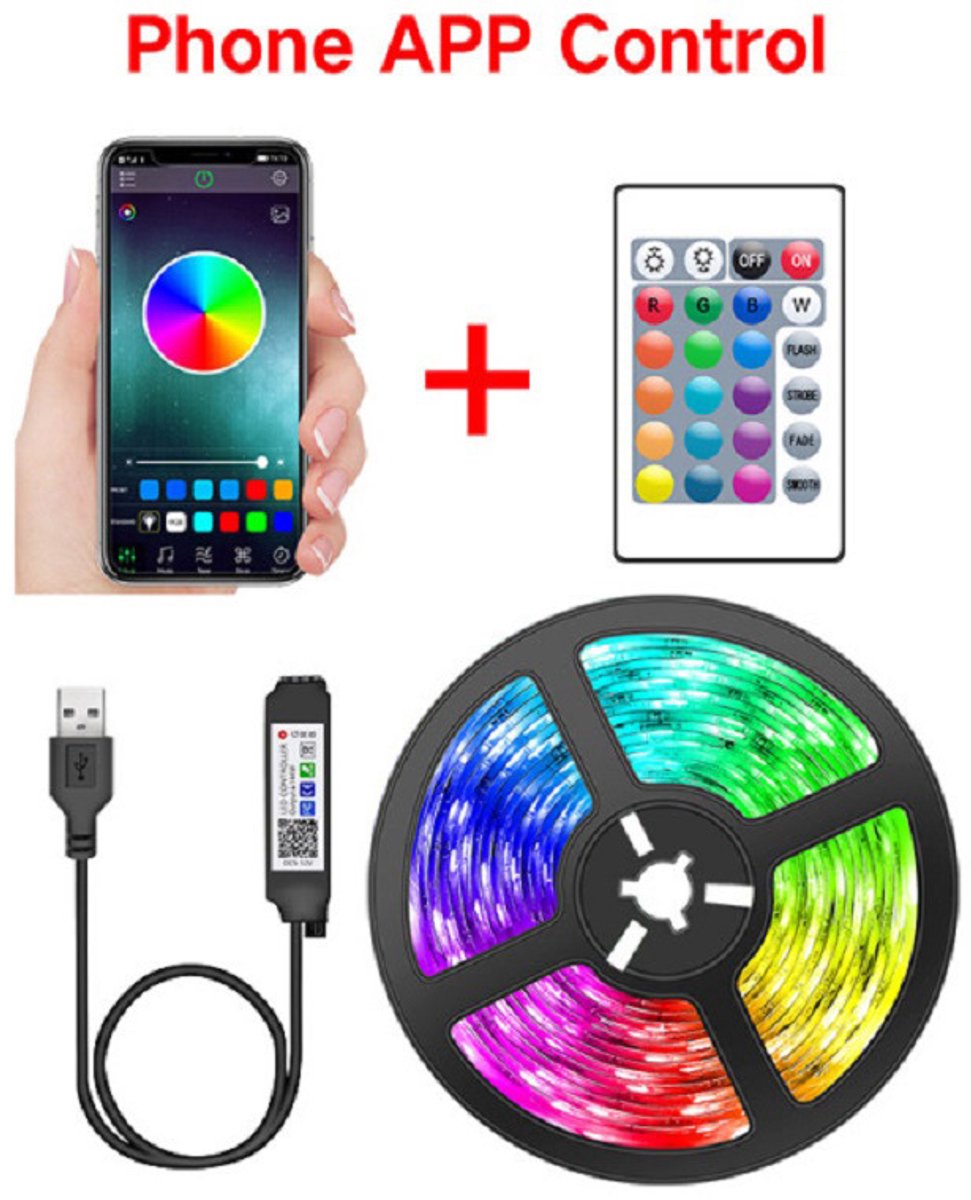 10M RGB LED Lichtstrip - 30 LED's/M 12V, APP & Afstandsbediening met Muzieksync & Timer - Geschikt voor Slaapkamer, Gamerkamer, Feest & Vakanties