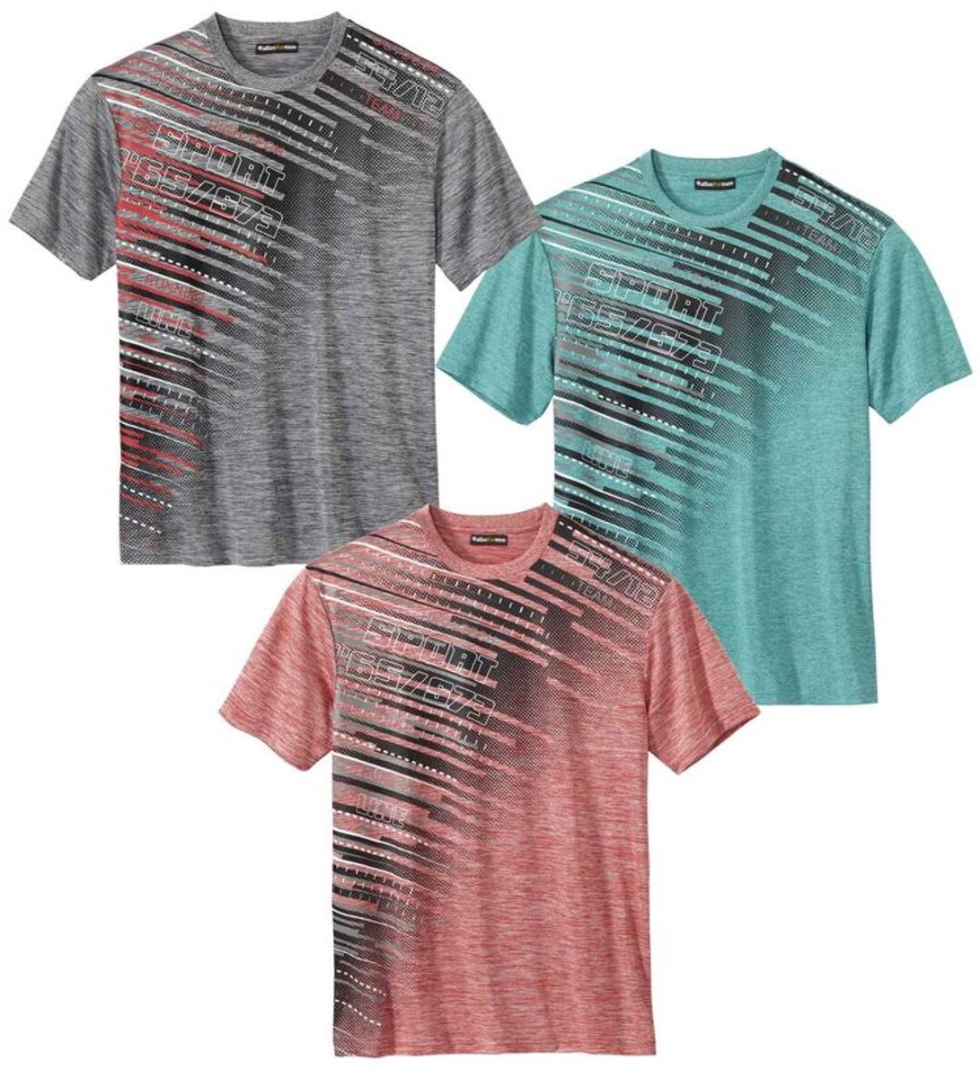 ATLAS FOR MEN - Set van 3 T-shirts sport & vrije tijd - Heren - Verkrijgbaar in grote maten - L