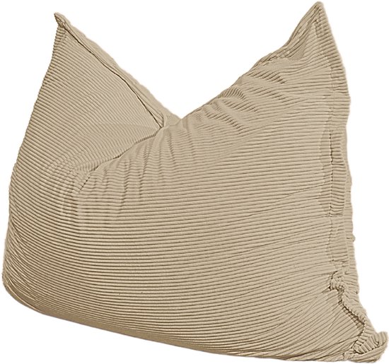 Pouf en velours côtelé beige 180 x 140 cm