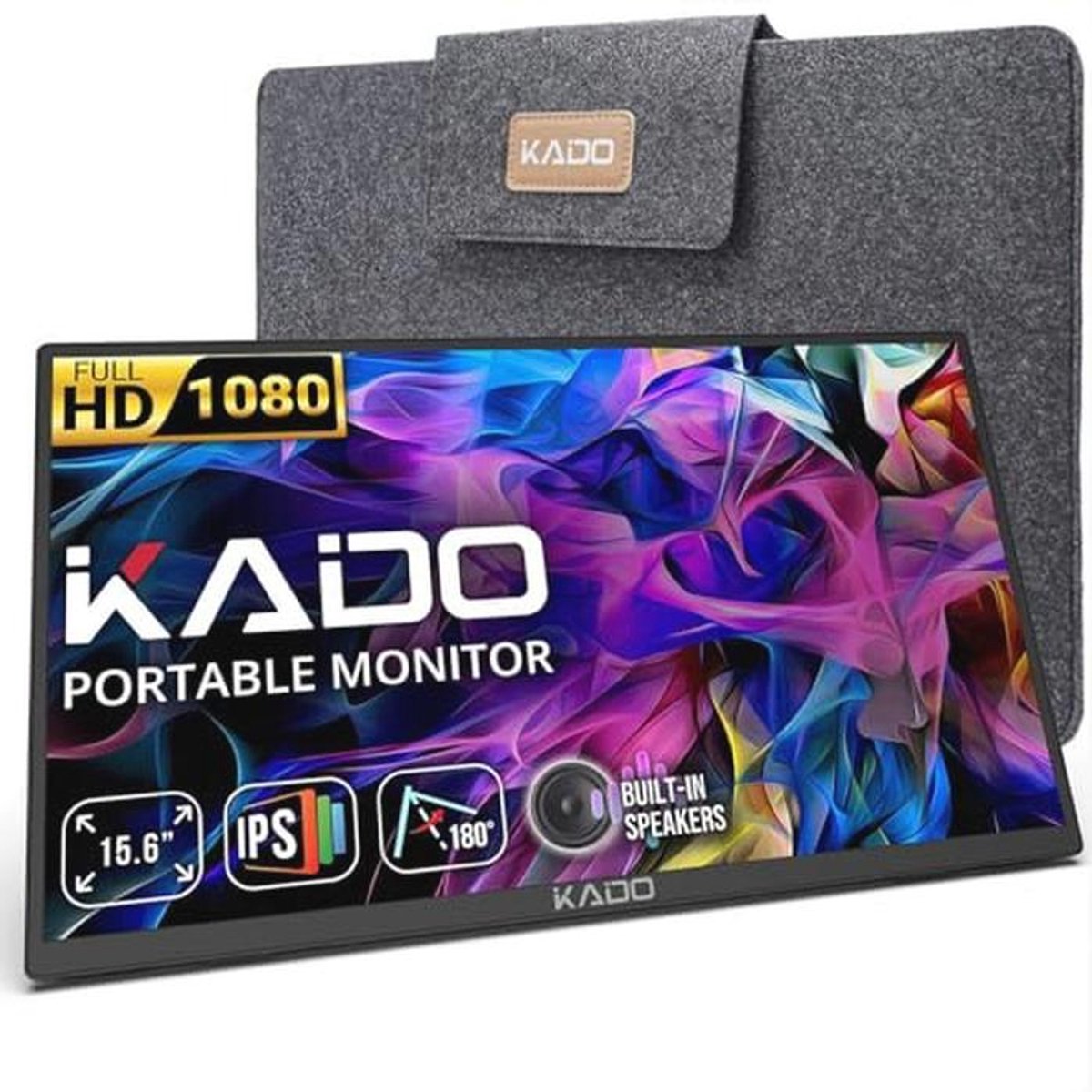 Draagbare 15,6 inch FHD 1080P Monitor met USB-C en HDMI – Ultradun IPS-scherm met Ingebouwde Luidsprekers