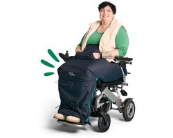 myBlanket Winter XXL/4XL, compact en warm met fleece, wind- en waterdicht rolstoeldeken, snel geplaatst zonder op te staan uit de rolstoel, voor manuele én elektrische rolstoel; 38 x 24 x 8 cm ; 0,6 kg, wasbaar op 30°C - Night Blue met Groene rits