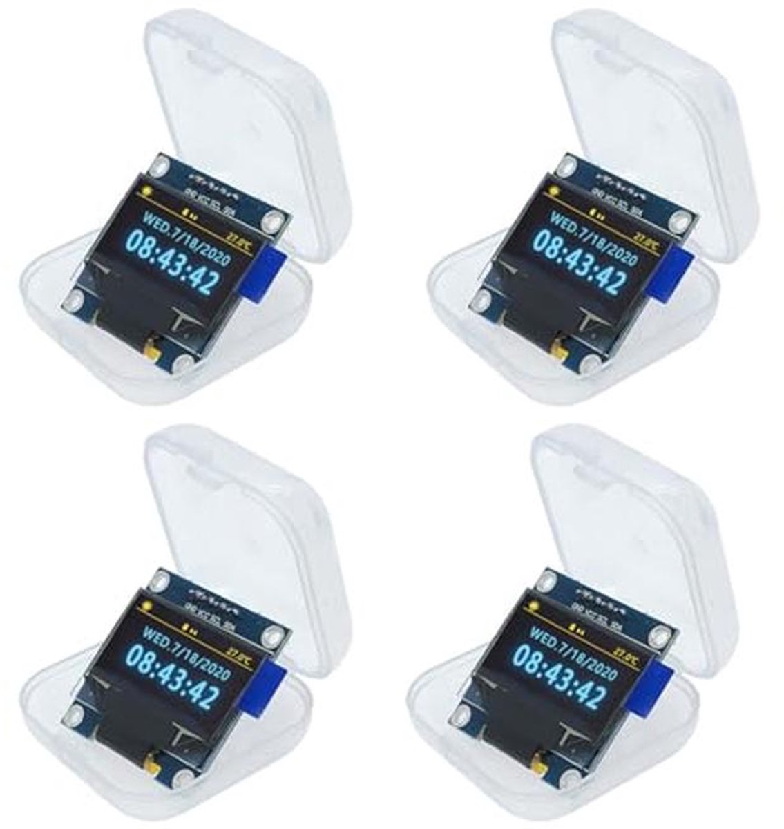 0,96 inch 128 x 64 pixels oled-lcd-display met IIC-interface, I2C beeldscherm module – 4 stuks