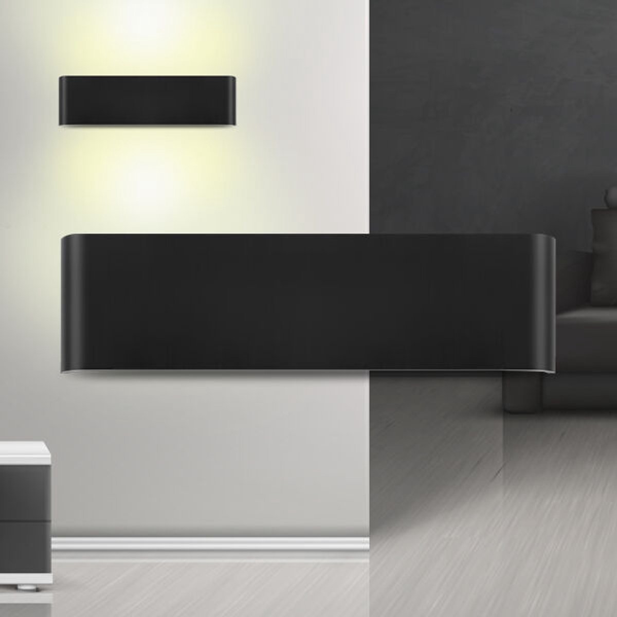 Braytron Avva Wandlamp Aluminium Binnenverlichting IP20-12W -30cm- Zwart -3000K