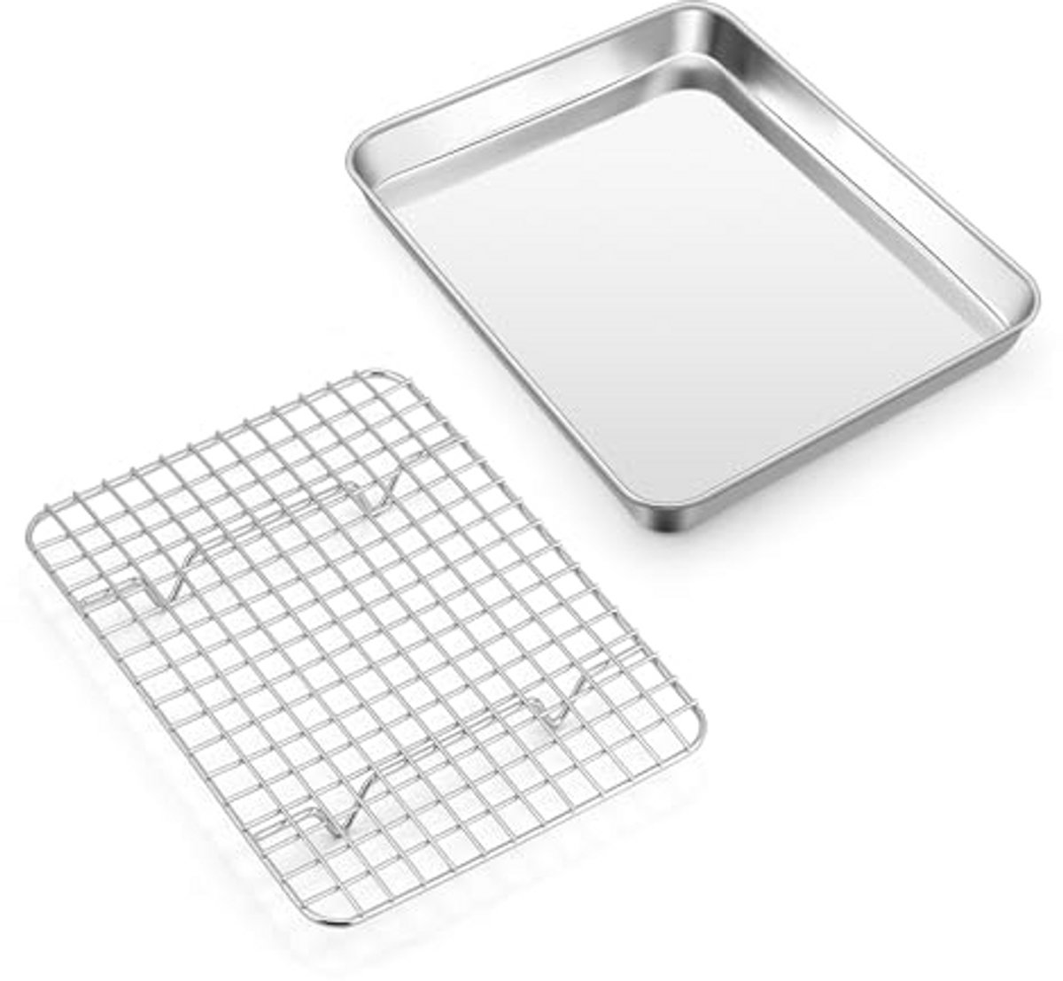Bakplaat met afkoelrooster van roestvrij staal voor mini-oven – 23,6 x 17,8 cm