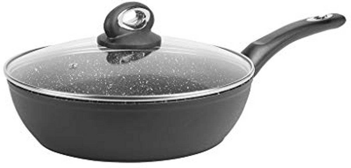 Sautepan Granité 24 cm - Gesmeed Aluminium met Zwarte Antiaanbaklaag en Glazen Deksel