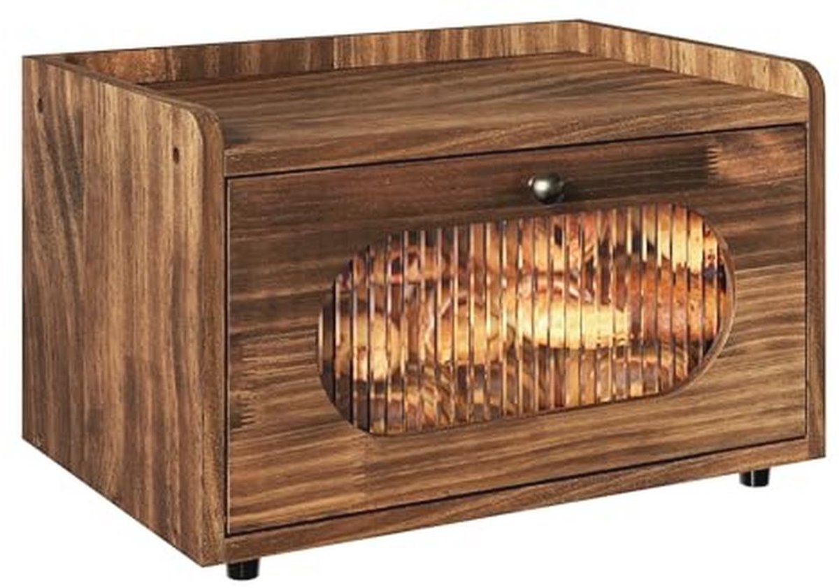 Houten Broodtrommel voor Keukenwerkblad met Acrylvenster