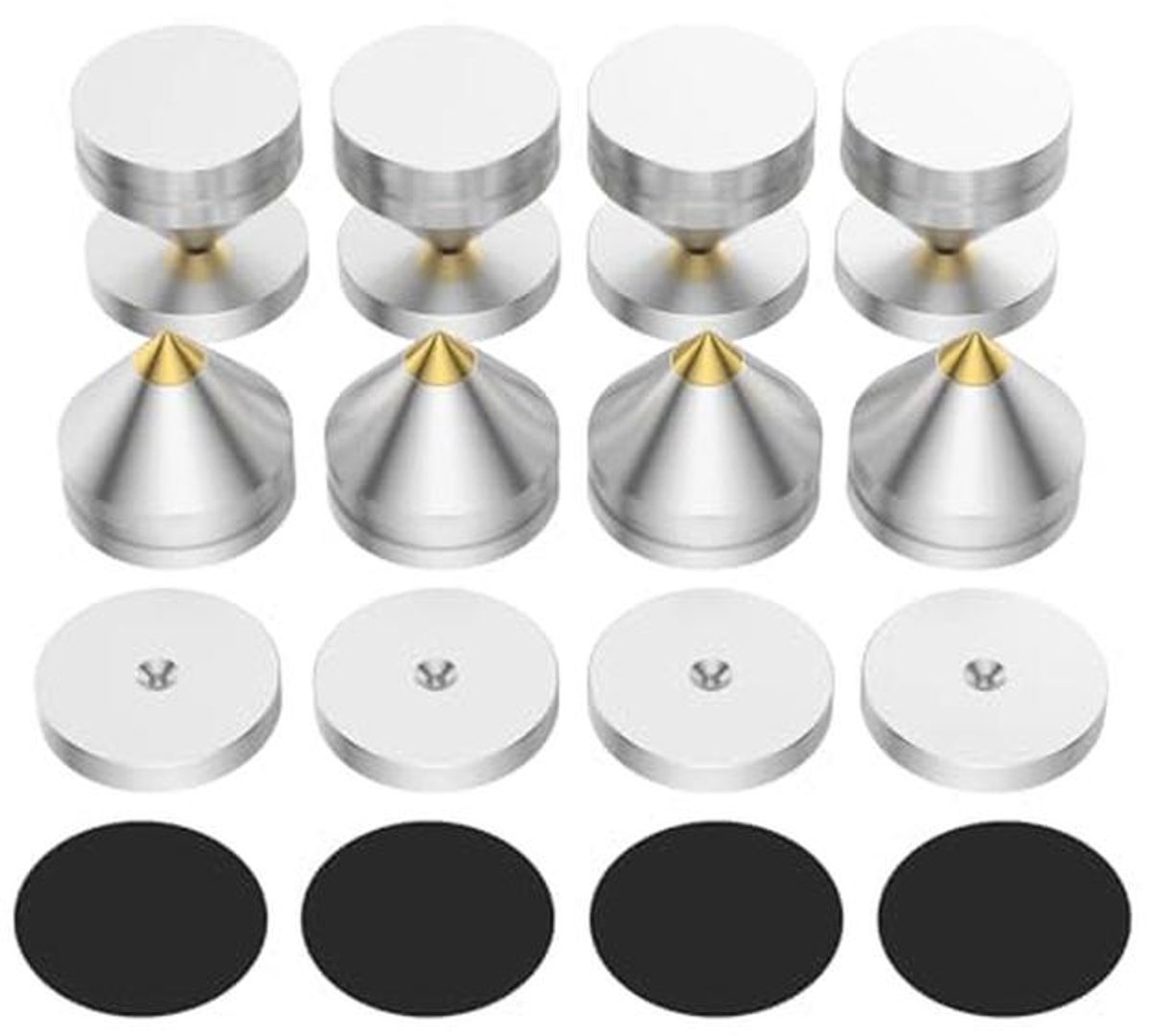 Set van 8 HiFi luidsprekerspikes voor optimale audio-isolatie