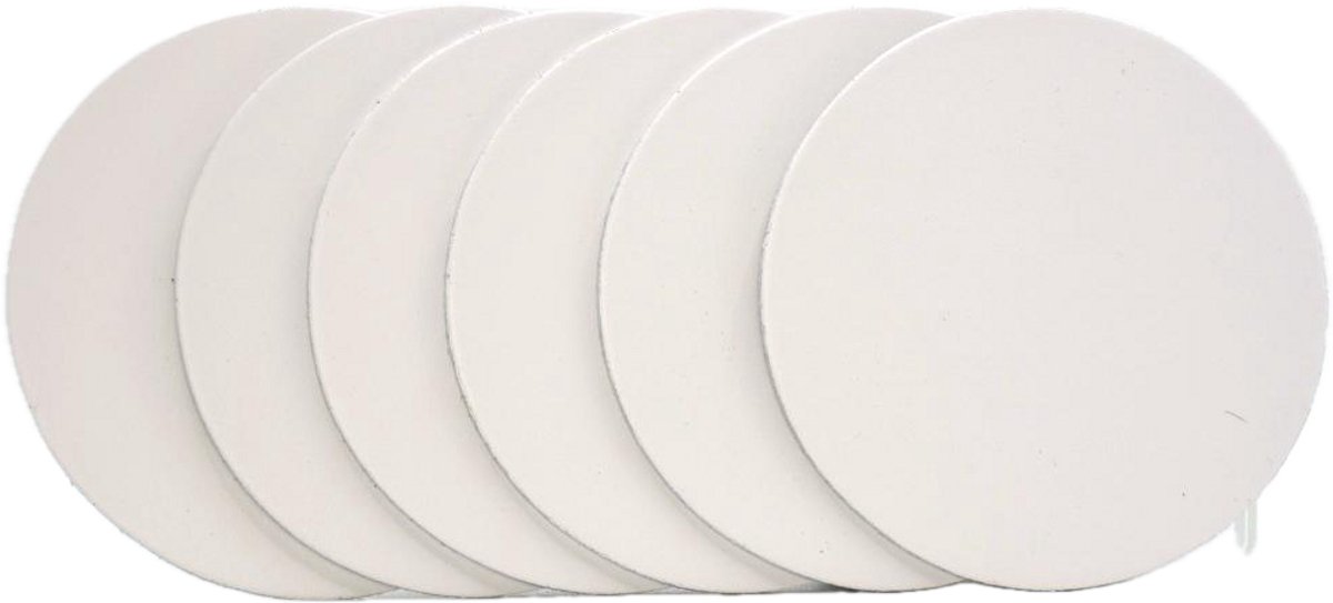 Timbelt - Onderzetters voor glazen - Leer - Wit- Rond - 6 stuks - Leren onderzetters - Ronde onderzetter leer - Lederen onderzetters - Onderzetters leer