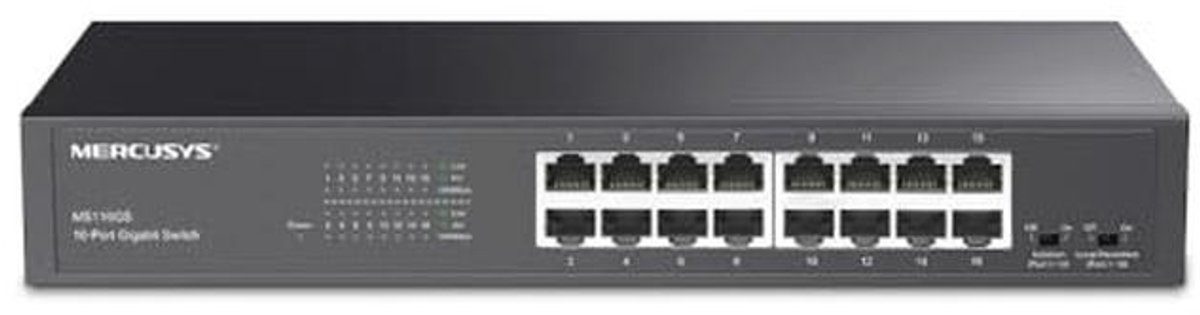 Gigabit Switch met 16 poorten - Desktop en Rackmontage, Plug & Play, Verkeersprioriteit en Stille Werking