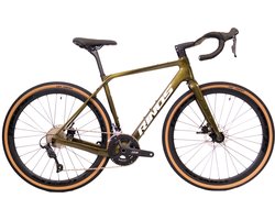 Rinos Sandman 1.0 - Carbon Gravel Fietes - Gravel Bike - met Shimano SORA 18 versnellingen en schijfremmen - lichte fiets voor dames en heren - 700 x 40C - Kameleon Goud Groen M-54