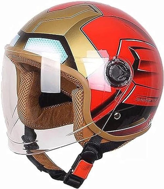 Motorcrosshelm Voor Kinderen, Cartoon Motorfiets Halve Helmen Met Hd Zonneklep Voor Kinderen Jongens En Meisjes Fiets Scooter Buitensporten Zonnescherm Voor 3-15 Jaar Oud 46-54cm,#6,FourSeasons
