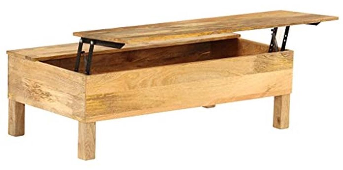 Massief Mangohouten Salontafel - Multifunctionele Zijtafel met Opbergruimte