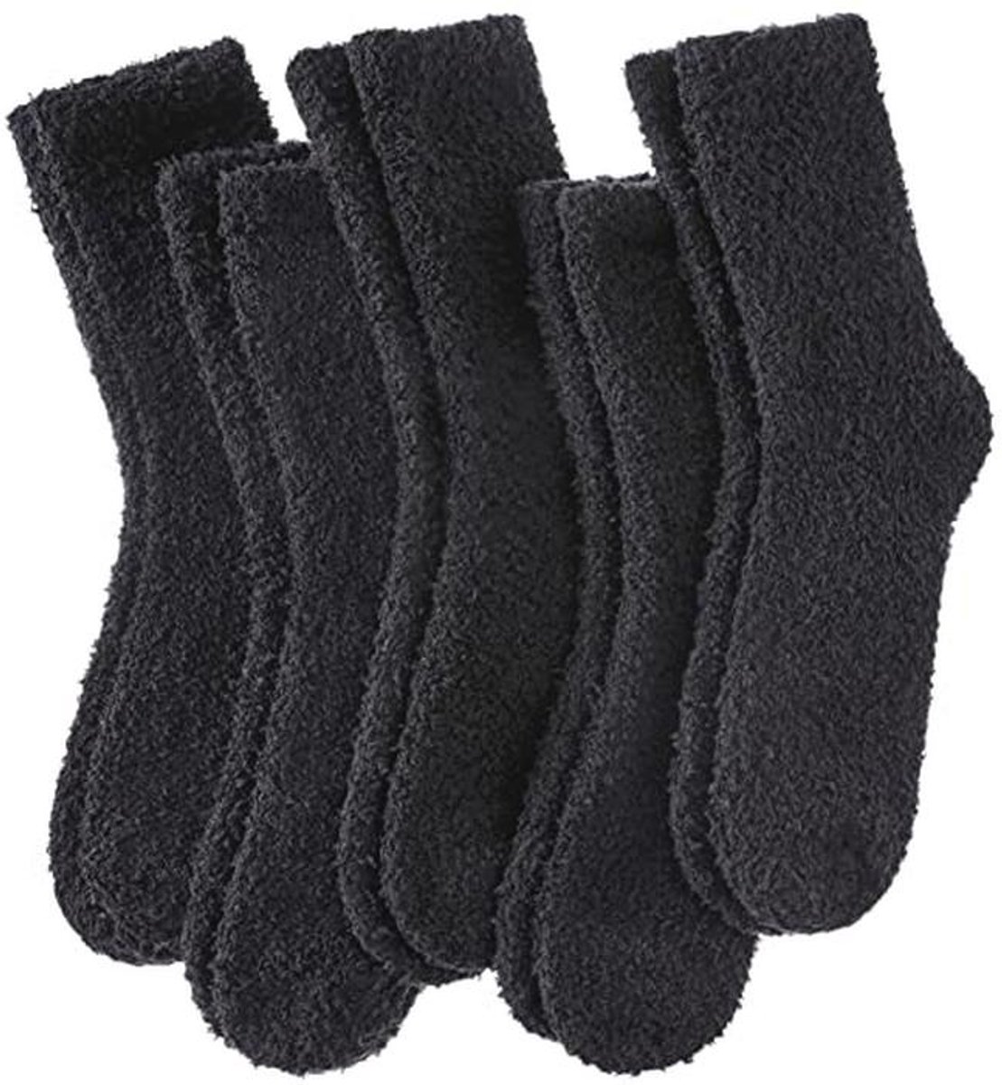 Comfortabele en warme pluche sokken voor dames - set van 5 - zwart - microvezel