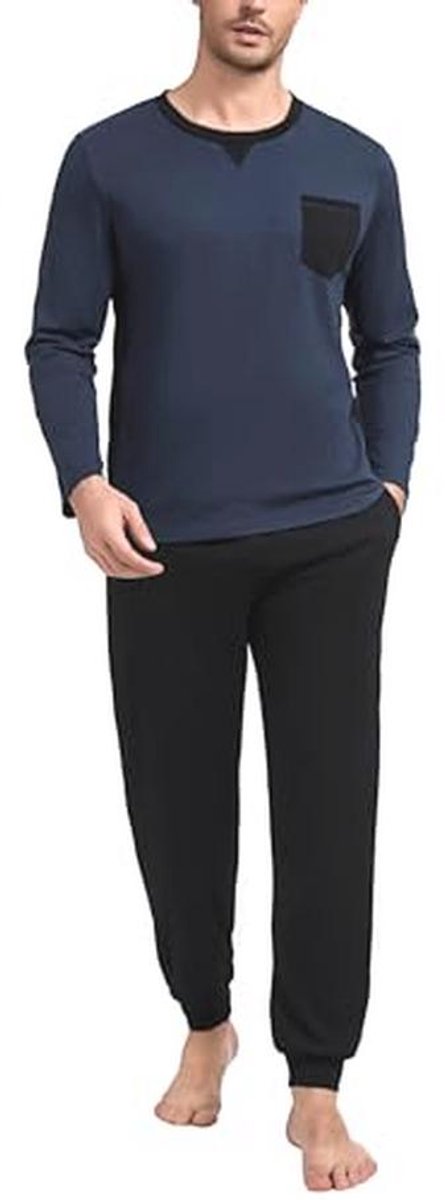 Heren Lange Pyjama Set Winter Katoen Met Lange Mouwen