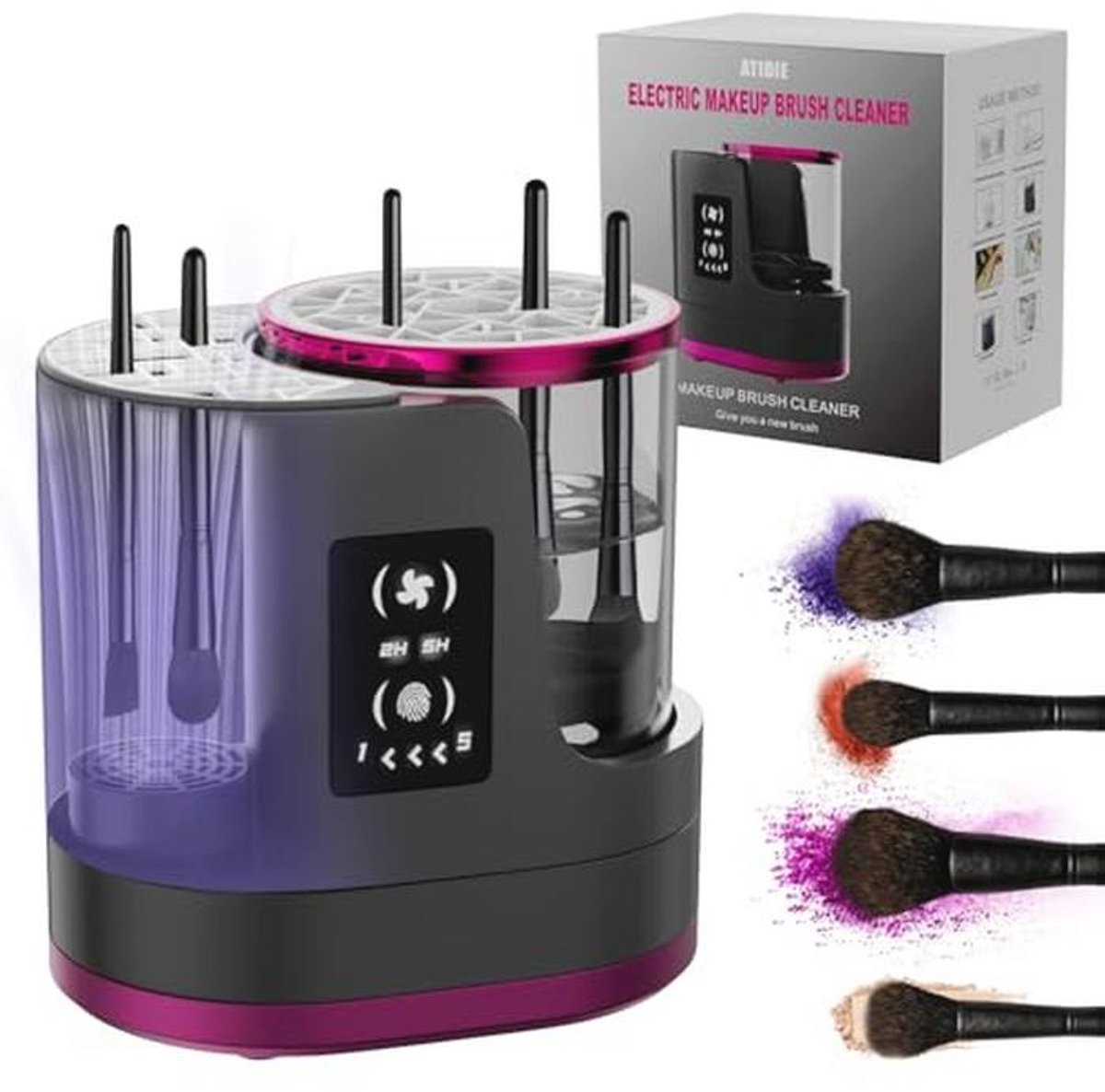 3-in-1 Elektrische Make-upborstelreiniger met Drogen - USB Dieptereiniging voor Schoonheidsmake-upborstels