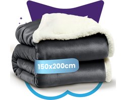 Nice Dreams Omkeerbare Sherpa Fleece Plaid – Velvet & Sherpa Deken – Extra Zacht, Warm & Luxe – Cadeauverpakking – 150x200 cm – Antraciet