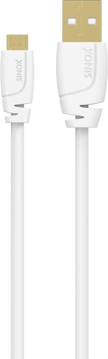 Sinox SELECT Micro USB naar USB-A kabel | USB2.0 | tot 2A | wit | 2 meter
